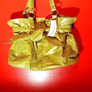 Body Control Lady's Faux Leather Green 💚 Lizard Rouched Purse